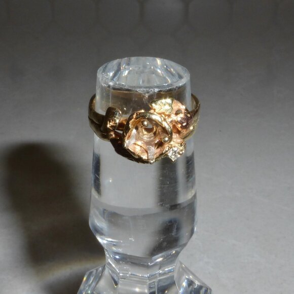 Vtg Custom 14k Black Hills Gold Semi-Mount Ring 5.84 grams Tri-color sz 7 - Picture 6 of 12